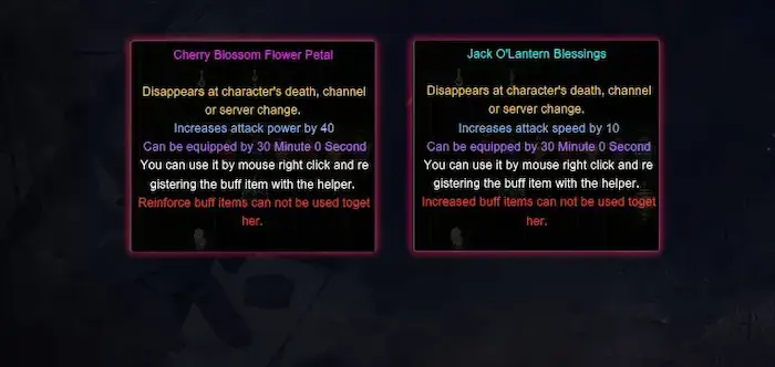 Added and improved short-term buff items